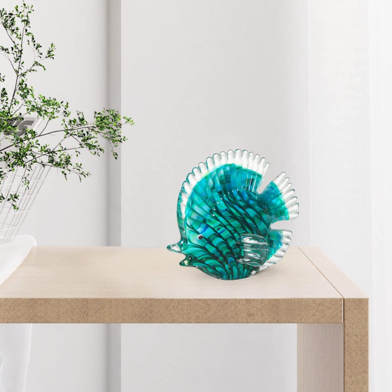 LONGWIN Handmade Glass Stripe Tropical Fish Sculpture Glass Hand Blown Sea Animal Figurine Home Tabletop Decoration Ornaments - Image 5